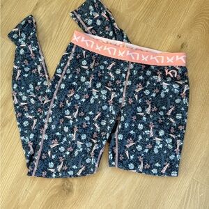 Floral Patterned Leggings with Pink Accents